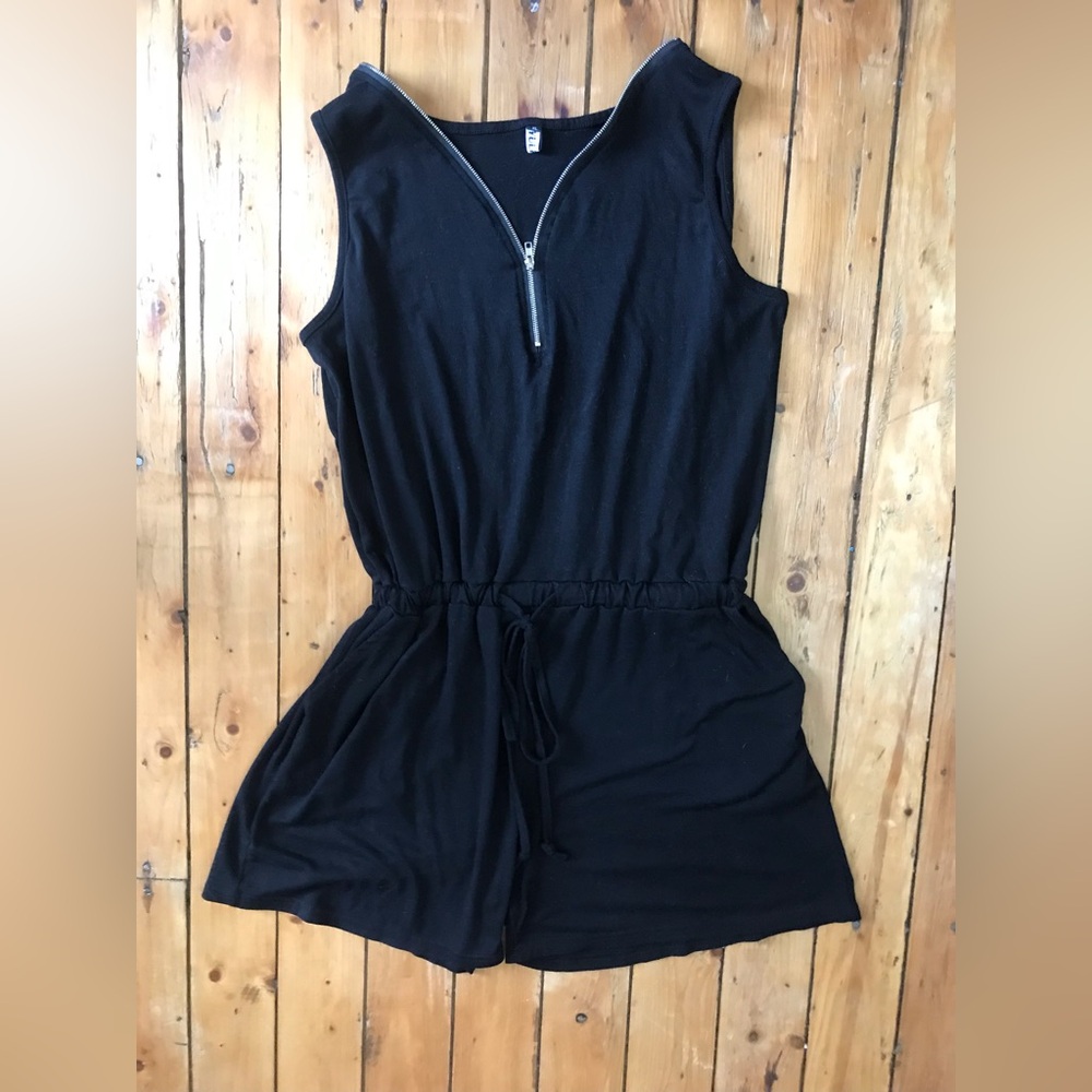 Black Romper with Pockets